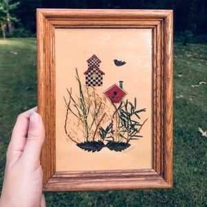VTG Pressed Flower Birdhouse Wall Art